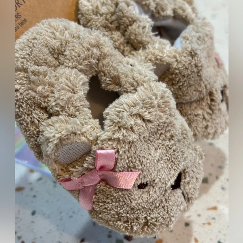 Faded Glory Teddy‎ Bear Baby Slippers with Soft Texture